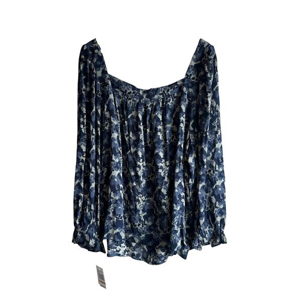 Angels Forever Young Kehlani Square Neck Long Sleeve Blouse Top Blue 3X - Picture 9 of 12